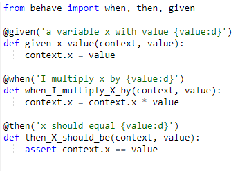 Exemplo de implementação em Python usando Behave